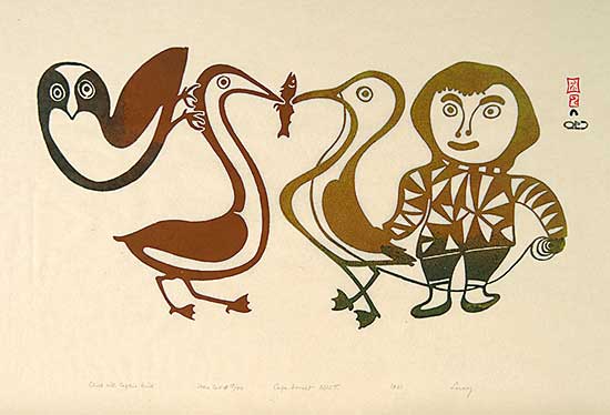 #38.1 ~ Qinnuayuak - Child with Captive Bird  #17/50