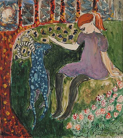 #128 ~ Sandberg - Untitled - Girl with the Blue Goat