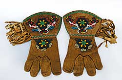 #94 ~ School - Untitled -  Bead Embroidered, Fringed Gauntlets with Rick Rack, Cree