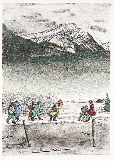 #45 ~ Kurelek - Children School Bound in Northern B.C.  #5/50