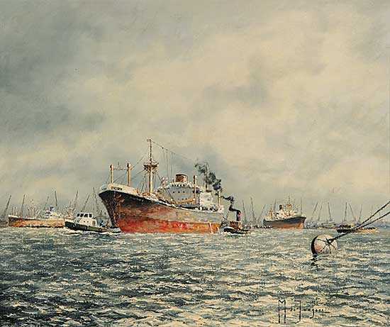 #209 ~ De Jongere - Untitled - Ships in the Rotterdam Harbour