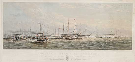 #440 ~ Brierly - The Naval Review at Spithead, Her Majesty The Queen Leading the Fleet to Sea