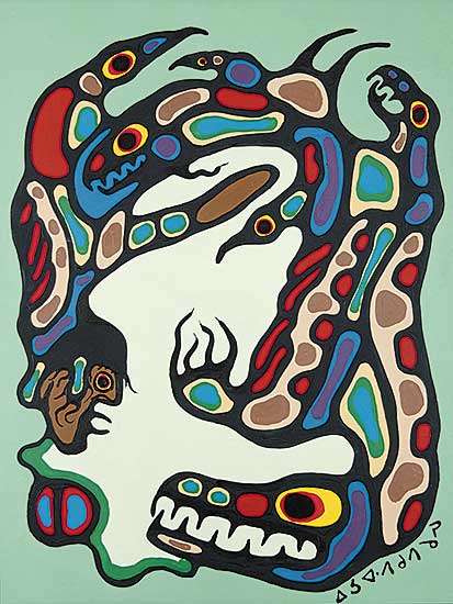 #71 ~ Morrisseau - Untitled - Shaman and Animal Spirits