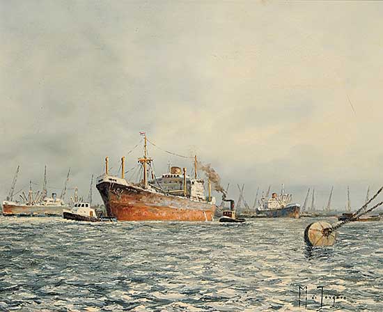 #210 ~ De Jongere - Untitled - Ships in Rotterdam Harbour