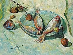 #448 ~ Ho - Untitled - Plate of Fish