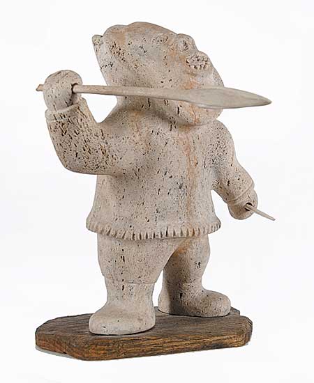 #29 ~ Ashevak - Untitled - Hunter with Harpoon and Knife