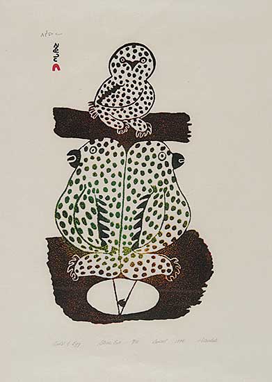 #63 ~ Pitseolak - Owls and Egg  #9/50