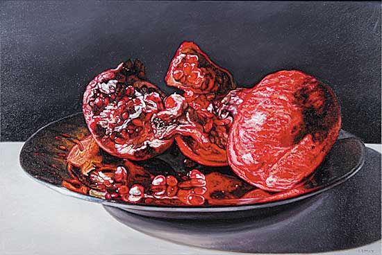 #48 ~ Lemay - Pomegranates on Metal Plate