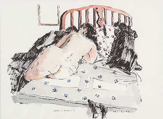 #64 ~ McInnis - Untitled - Flower Patterned Bed and Model