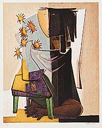 #408 ~ Botello - Untitled - Woman with Flowers  #64/150