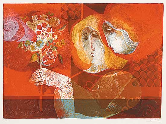 #601 ~ Alvar - Untitled - Women with Dove and Flowers  #41/150