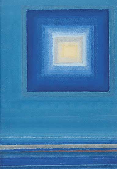 #732 ~ Mohr - Untitled - Blue and Yellow Abstact