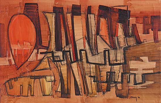 #747 ~ Onley - Untitled - Abstract in Red and Brown