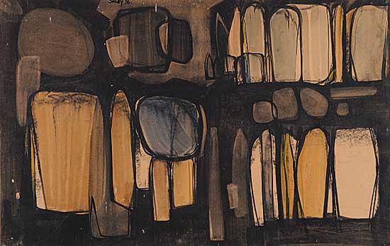 #748 ~ Onley - Untitled - Abstract in Yellow and Blue