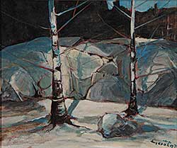 #50 ~ Herold - Two Birches against a Rock