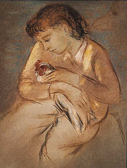 #72 ~ Muhlstock - Untitled - Lady and Rooster