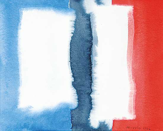 #317 ~ Morris - Untitled - White Squares on Red and Blue Backgroud