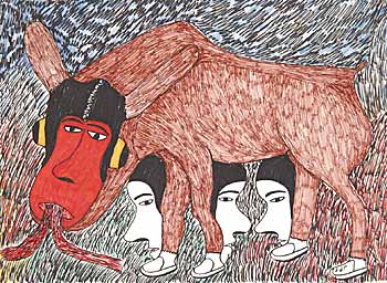 #87 ~ Tookoome - Untitled - Animal Spirit with Faces