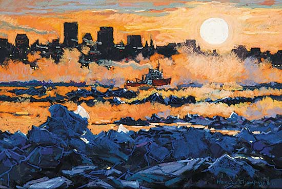#16 ~ Champagne - Sunset Over Icy Crystals, Viewed from Ste-Petronille, I.O. Que.