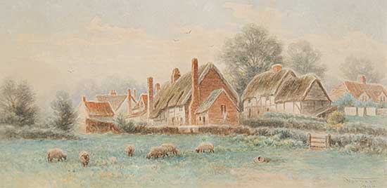 #122 ~ Verner - Untitled - Village with Sheep