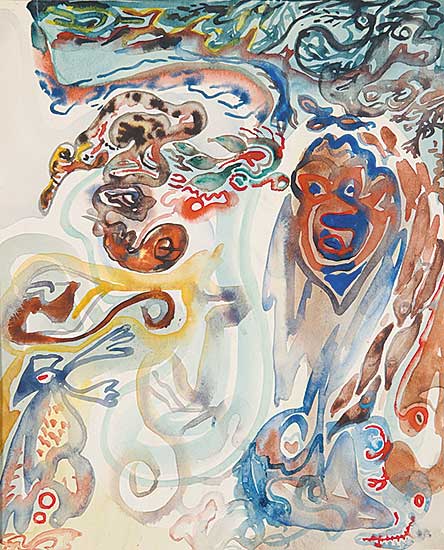 #459 ~ Nicoll - Untitled - Automatic Drawing with Red, Yellow and Blue