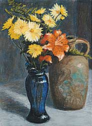 #17 ~ Champagne - Orange Lily and Blue Vase