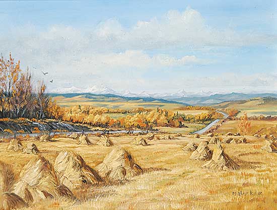 #211 ~ Barker - Untitled - Stooks West of Calgary