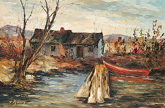 #381 ~ Rebry - Untitled - Boat at the Cabin
