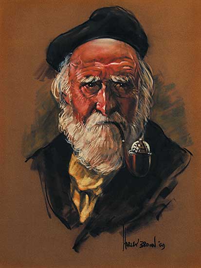 #410 ~ Brown - Untitled - Man with Beret