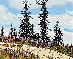 #622 ~ Campbell - Hilltop Trees, Fireweed and Sky