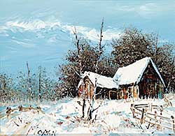 #681 ~ Moran - Untitled - Winter Cabin
