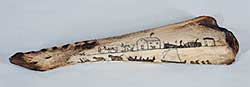 #162.1 ~ Inuit - Untitled - Jaw Bone with Scrimshaw of Hunters and Villiage