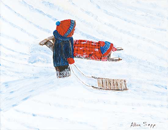 #97.1 ~ Sapp - Untitled - Two Kids Sledding