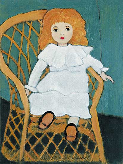 #420 ~ Cardinal - Victoria in Wicker Chair