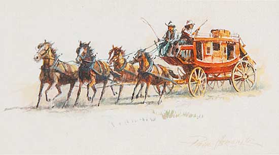 #654 ~ Abram - Untitled - Orange Coach and Four Driving Left