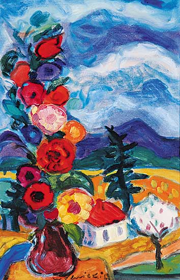 #730 ~ Lewicki - Burgundy Vase in Landscape