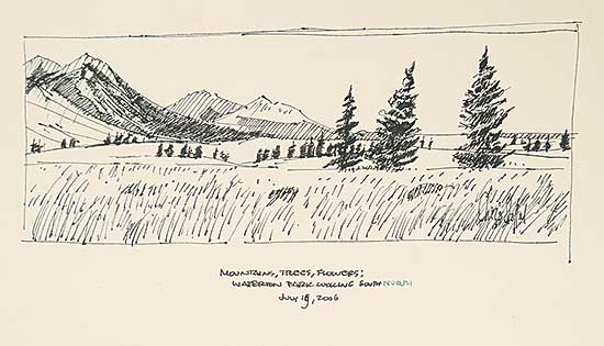 #107 ~ Overvoorde - Mountains, Trees, Flowers; Waterton Park looking North