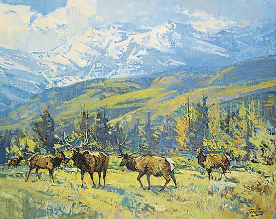 #312 ~ King - Untitled - Elk Herd in the Mountain Pass