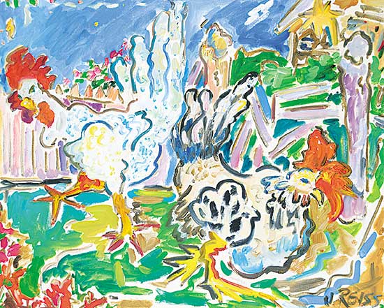 #475 ~ Reiss - Untitled - Chicken and Rooster