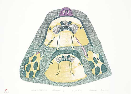 #76 ~ Ashoona - Walrus and Narwhale [sic] #3/50
