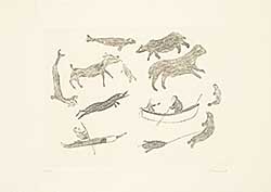 #41 ~ Inuit - Untitled - Fisherman and Animals  #50/50