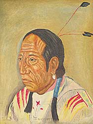 #244 ~ Plain Woman - Untitled - Indian with Three Feathers #244 ~ Plain Woman - Untitled - Indian with Three Feathers