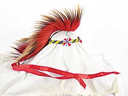 #312 ~ School - Red Dyed Roach with Beaded Head Band