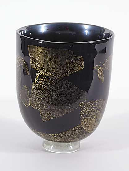 #1422 ~ Henry - Gold Leafed Black Vase