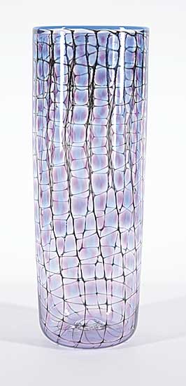 #1455 ~ Philabaum - Black Grid Vase