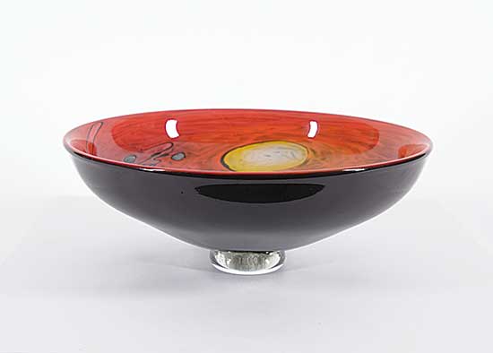 #1496 ~ Tudor - Footed Bowl with Colourful Interior