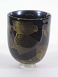 #1422 ~ Henry - Gold Leafed Black Vase