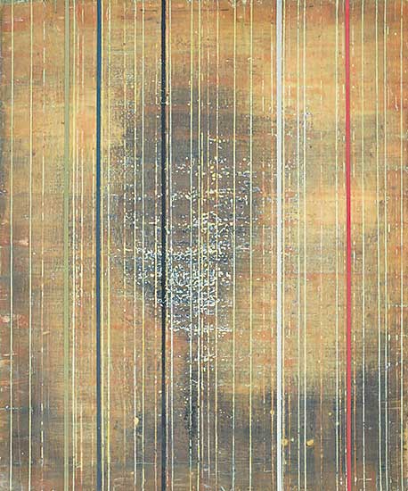 #434 ~ Glabush - Untitled - Red, Black and Blue Vertical Lines