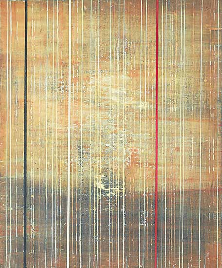 #435 ~ Glabush - Untitled - Red, White and Black Vertical Lines