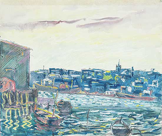#464 ~ Masson - Untitled - Harbour Scene